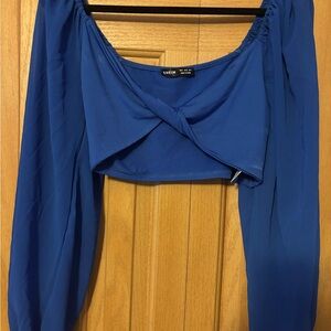Royal Blue Twist Front Blouse